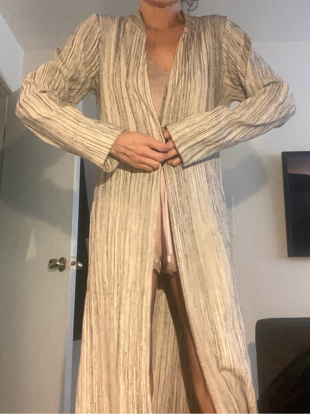 Pondicherie Organic Cotton Made in USA robe kaftan cover up striped size s